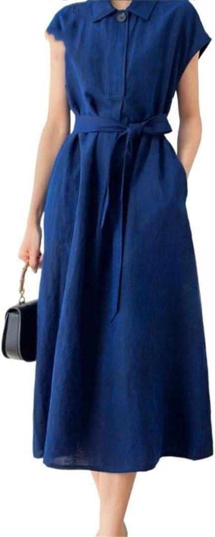 Polo Collar Long Silk Dress for Women