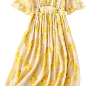 Mulberry Silk V-Neck Long Summer Dress for Women