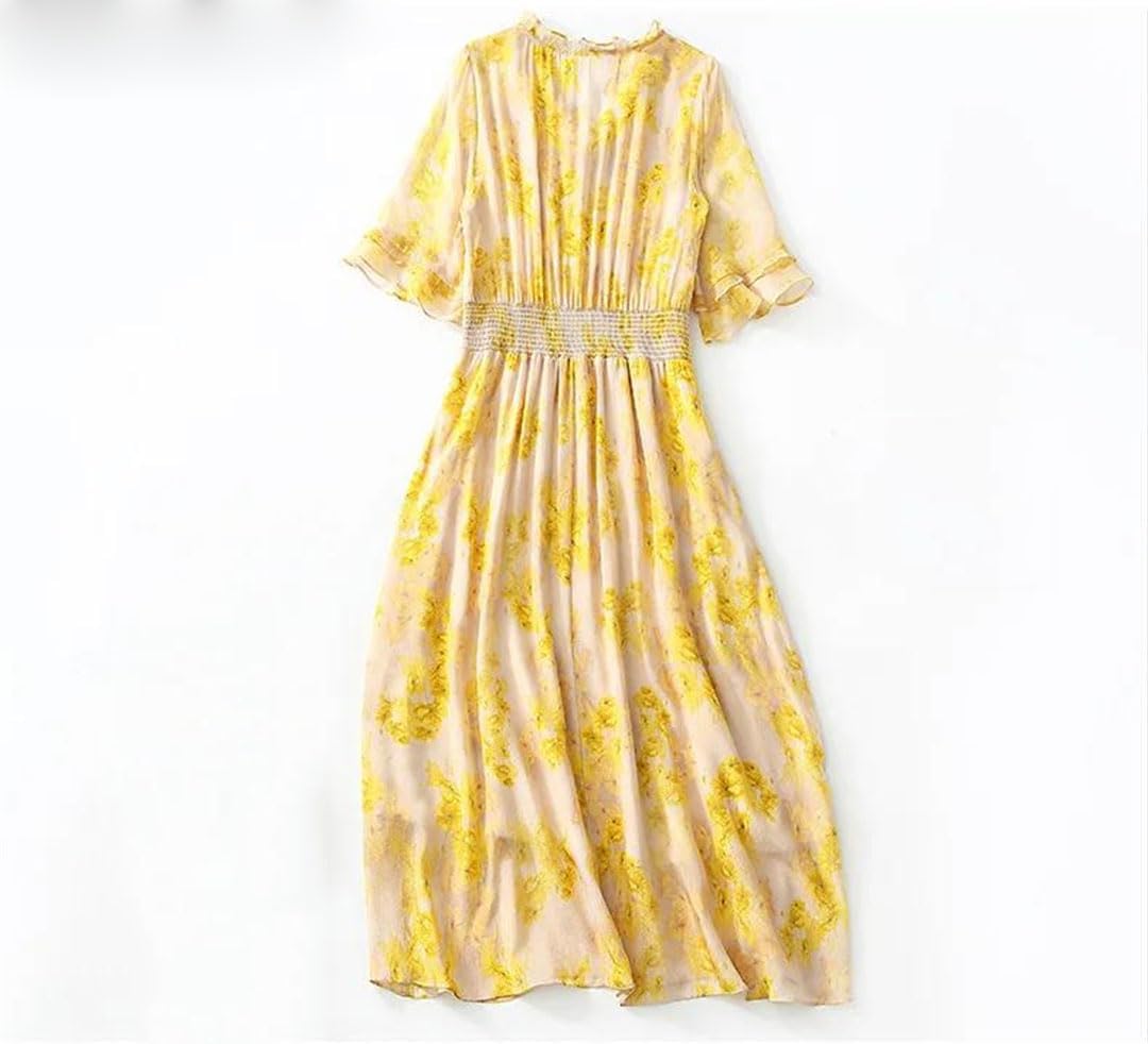 Mulberry Silk V-Neck Long Summer Dress for Women - Image 5