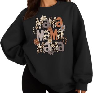 Oversized Mama Crewneck Long Sleeve Pullover Sweatshirt