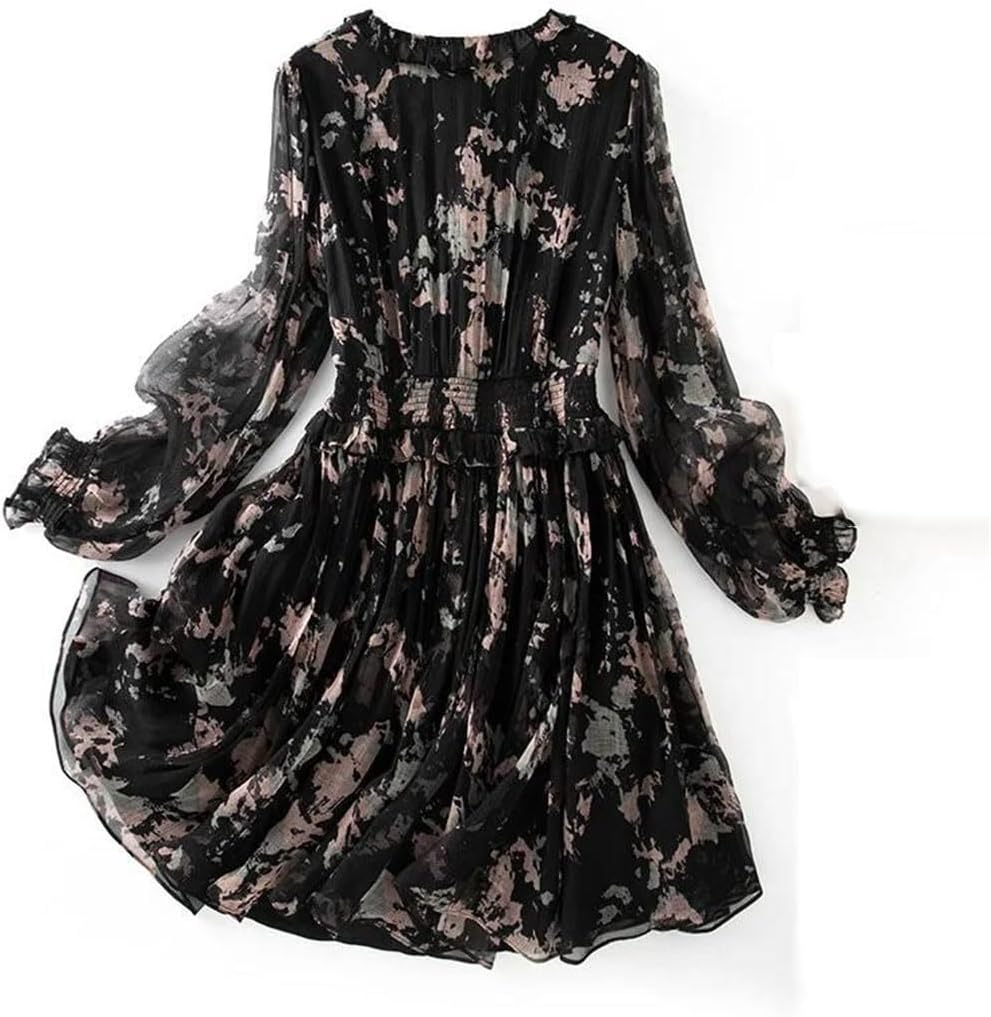 Mulberry Silk V-Neck Long Sleeve Party Dress for Women - Image 4