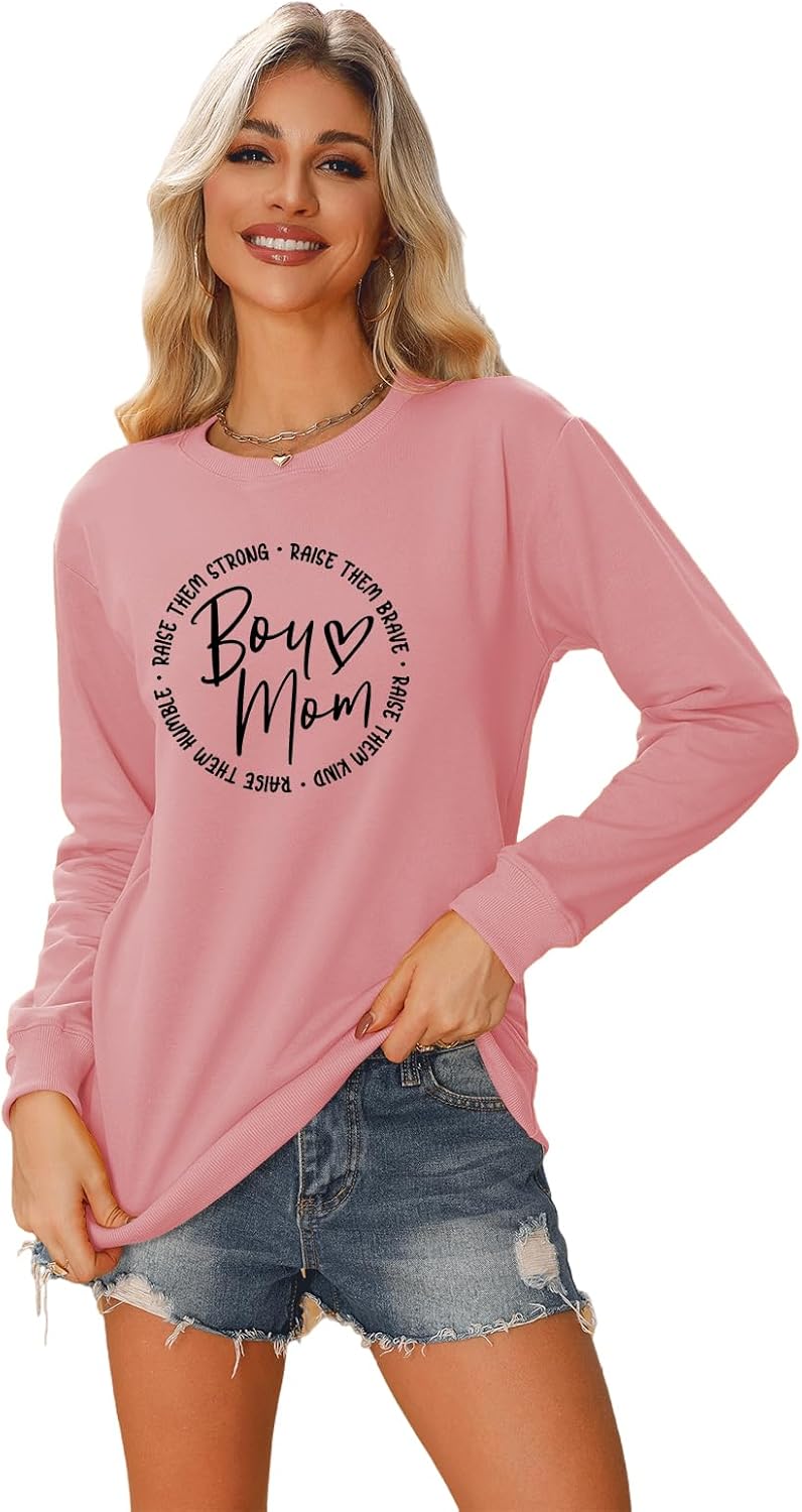 Boy Mom Long Sleeve Graphic Sweatshirt for Women