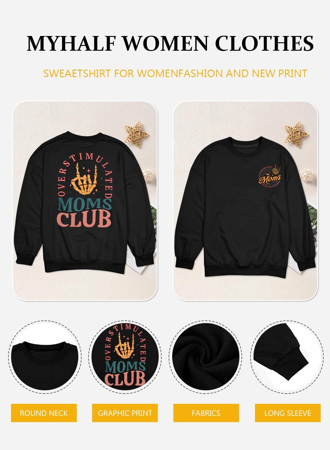 Overstimulated Moms Club Crewneck Sweatshirt for Women - Image 6