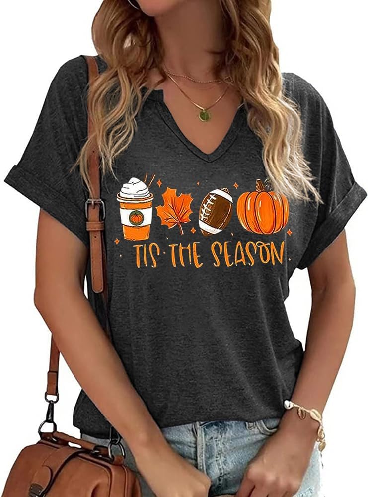 Tis The Season Pumpkin Halloween T-Shirt for Women