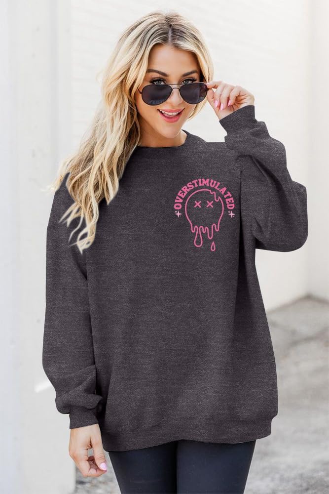 Overstimulated Moms Club Double-Sided Print Sweatshirt for Women