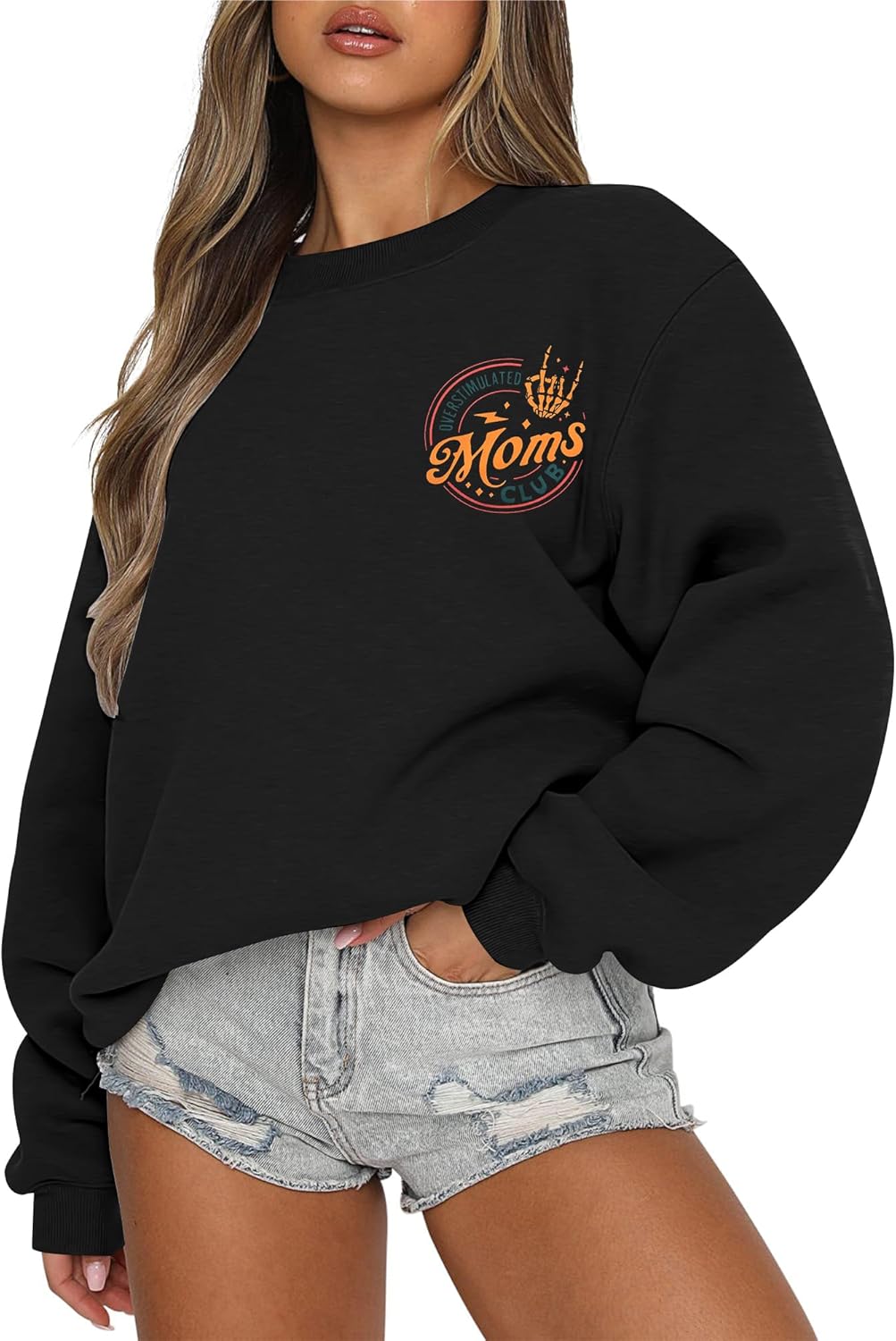 Overstimulated Moms Club Crewneck Sweatshirt for Women