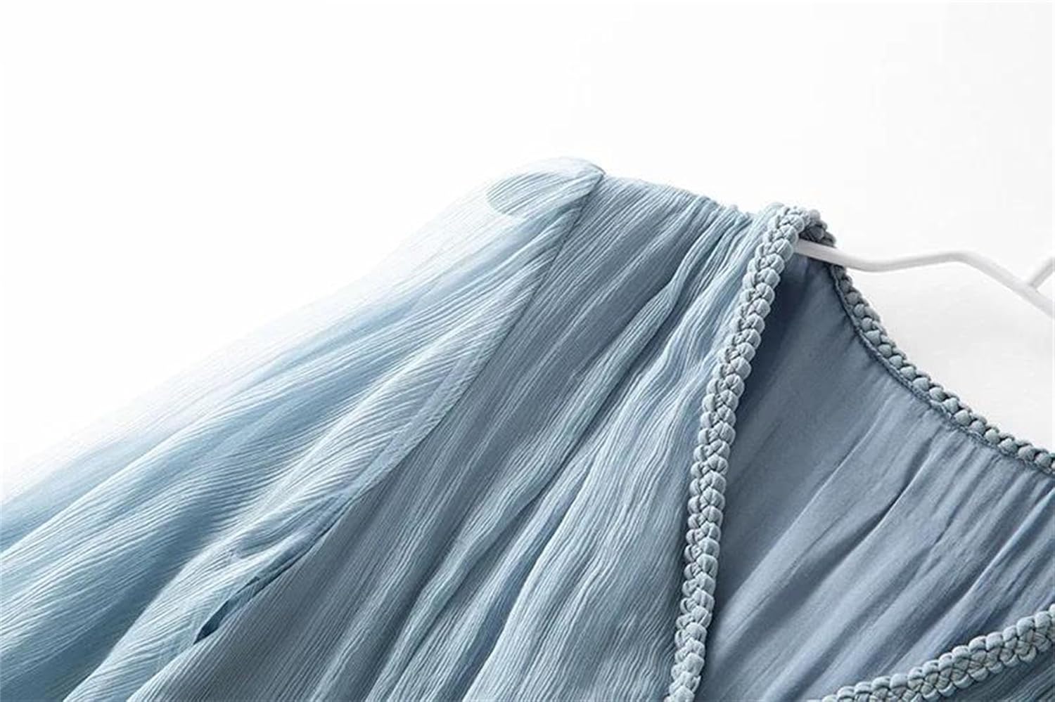 Silk V-Neck Lantern Sleeve Tiered Ruffle Maxi Dress