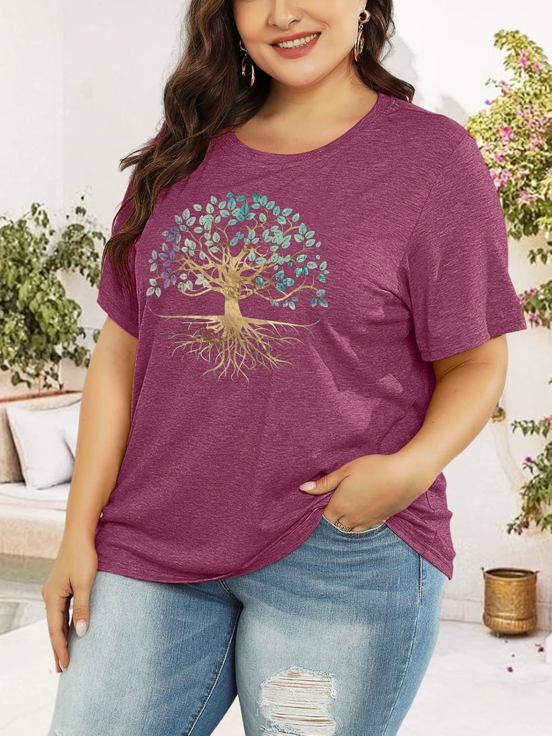 Plus Size Graphic Loose Fit Summer T-Shirt for Women