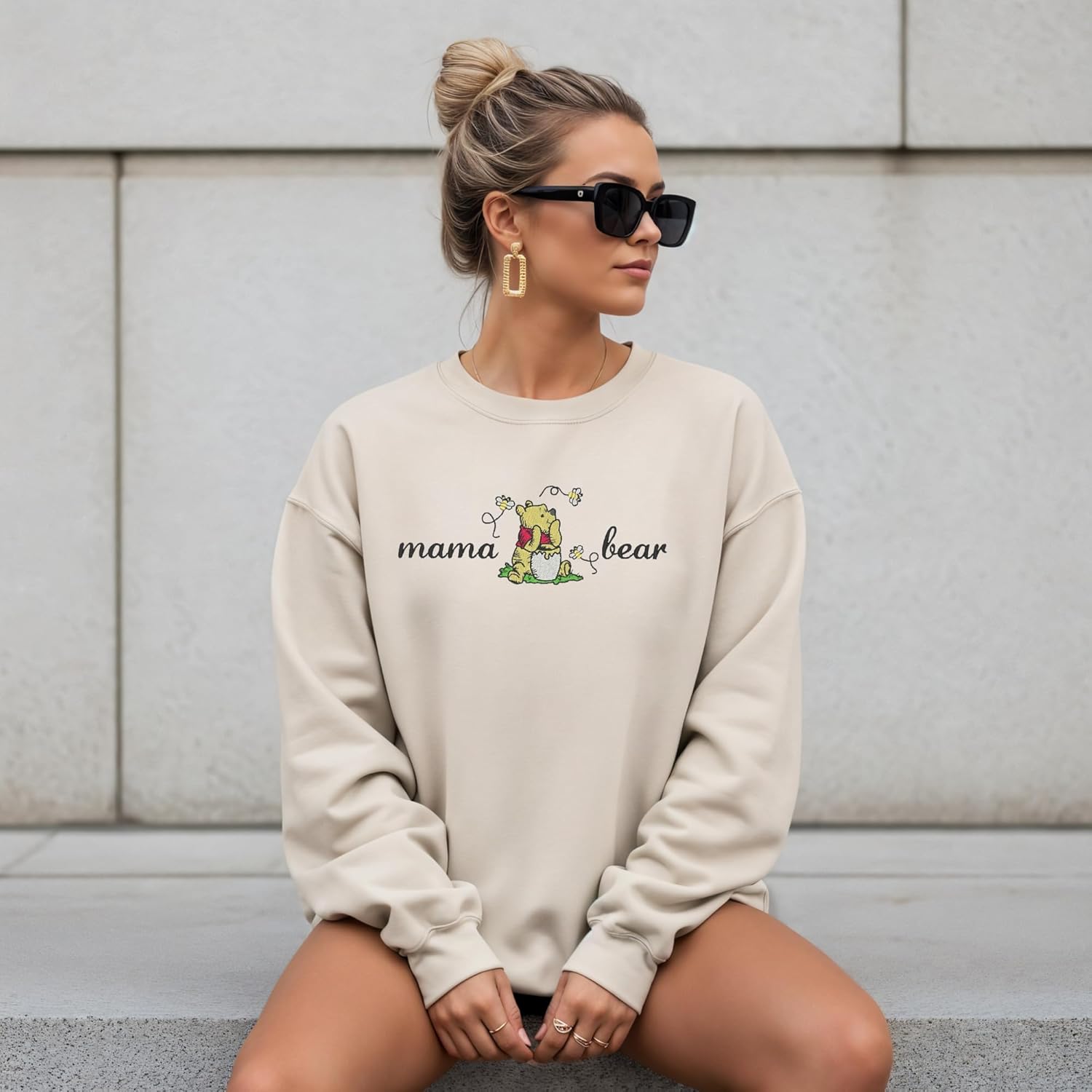 Mama and Papa Bear Embroidered Matching Couple Sweatshirt
