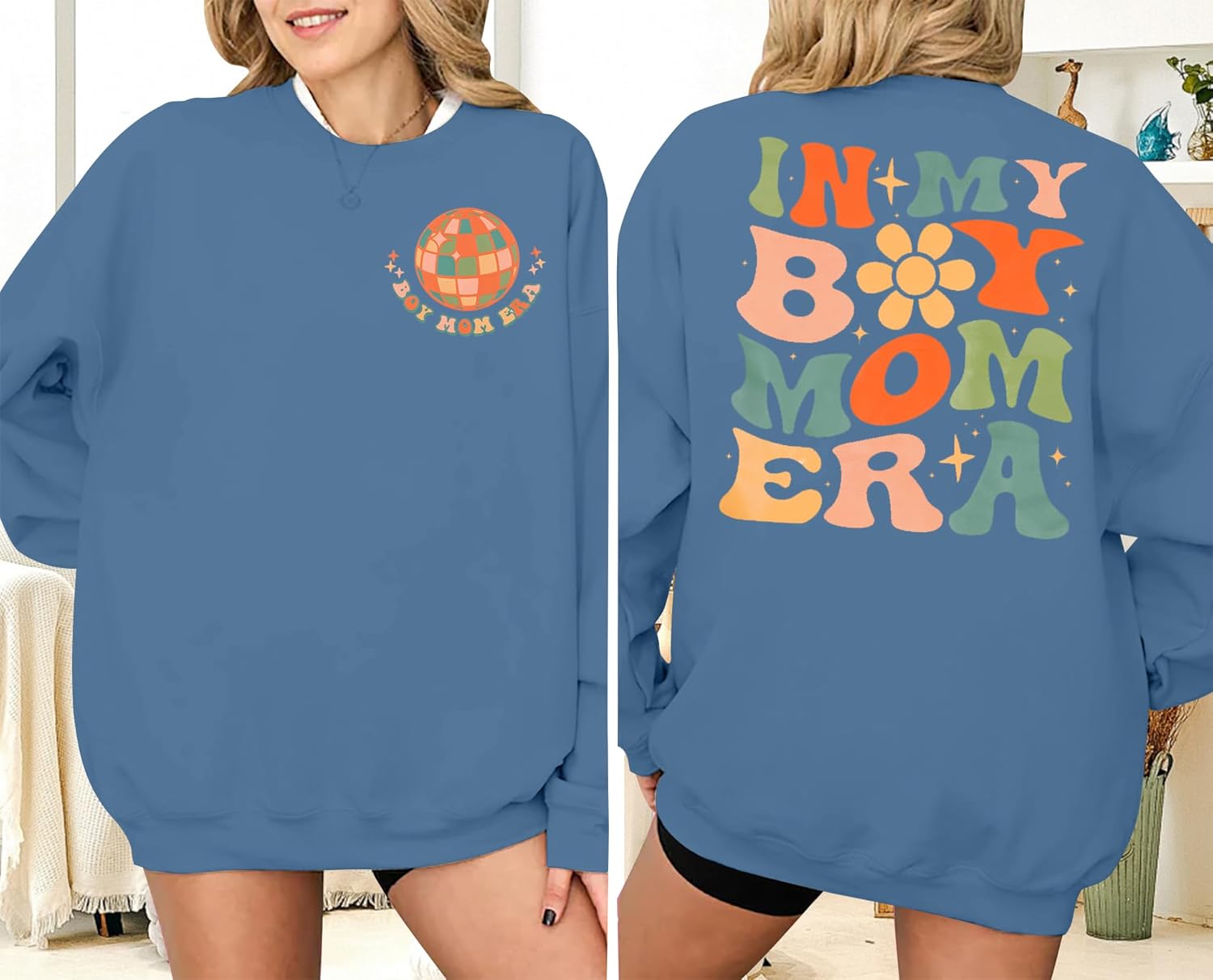 Boy Mom Crewneck Pullover Sweatshirt for Women