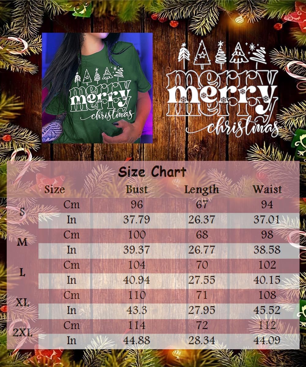 Letter Print Christmas Short Sleeve T-Shirt for Women - Image 7