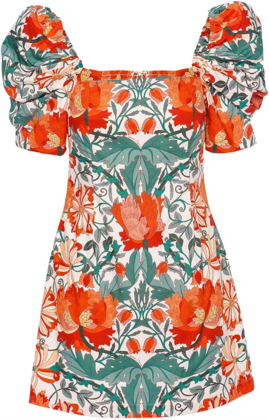 Cotton Floral Print Square Neck Mini Dress for Women