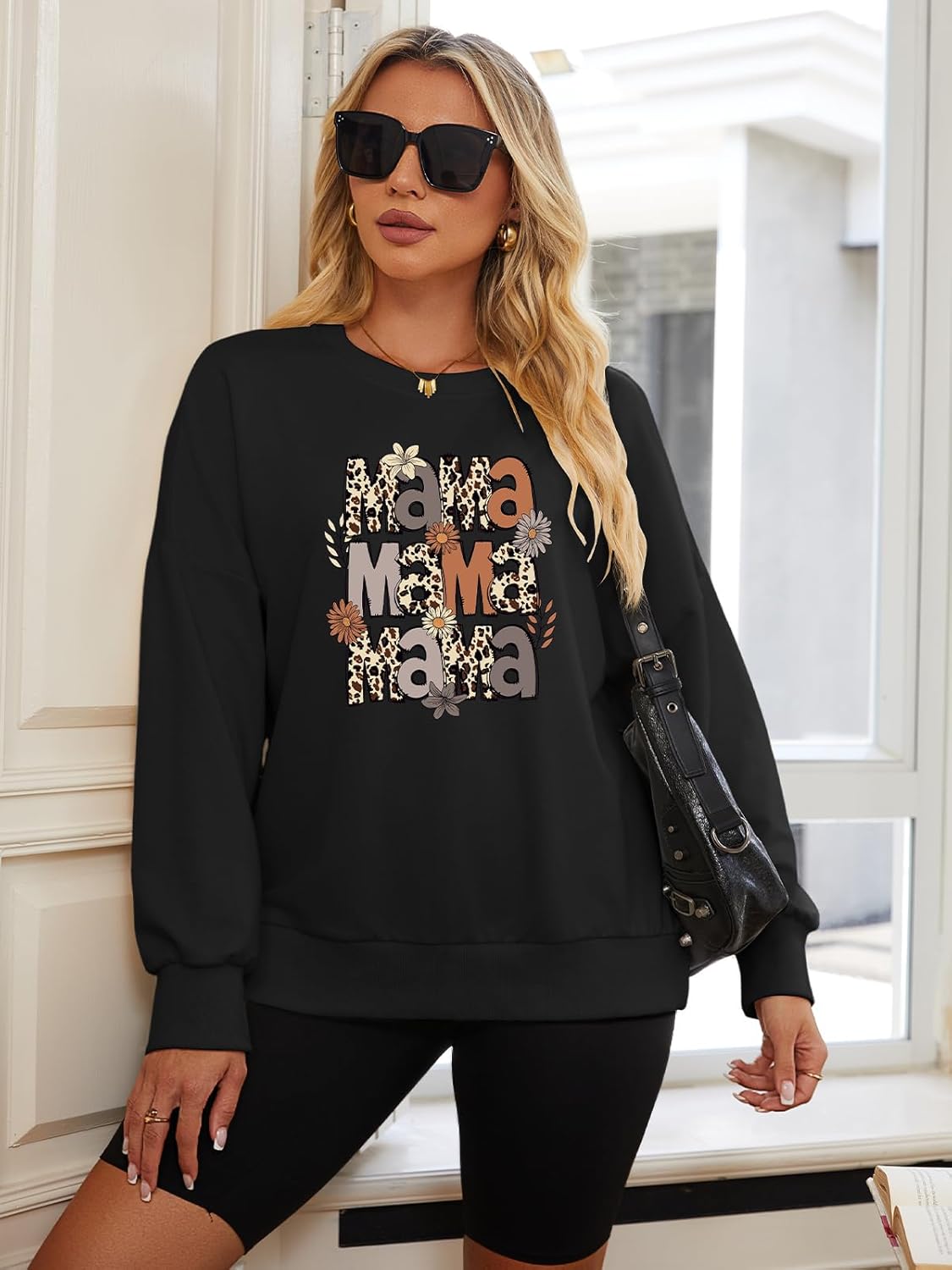 Oversized Mama Crewneck Long Sleeve Pullover Sweatshirt - Image 5