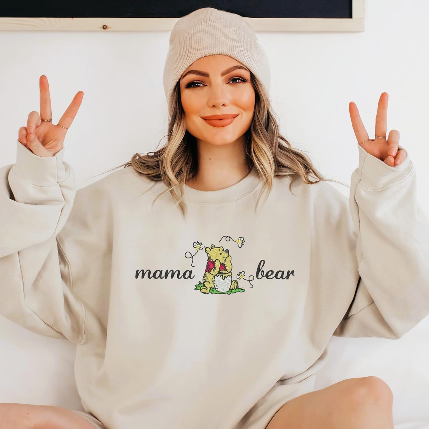 Mama and Papa Bear Embroidered Matching Couple Sweatshirt - Image 5