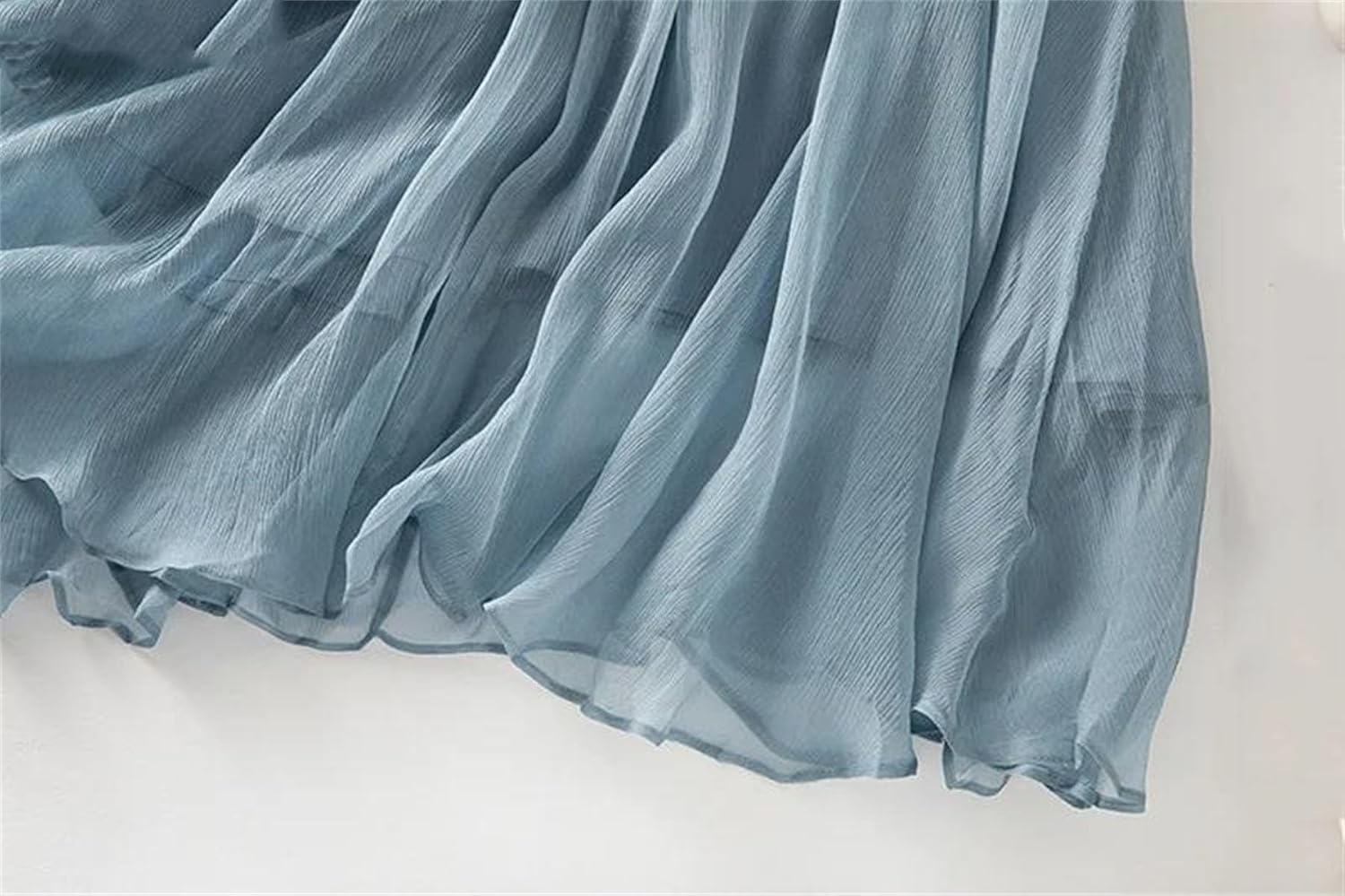 Silk V-Neck Lantern Sleeve Tiered Ruffle Maxi Dress - Image 4
