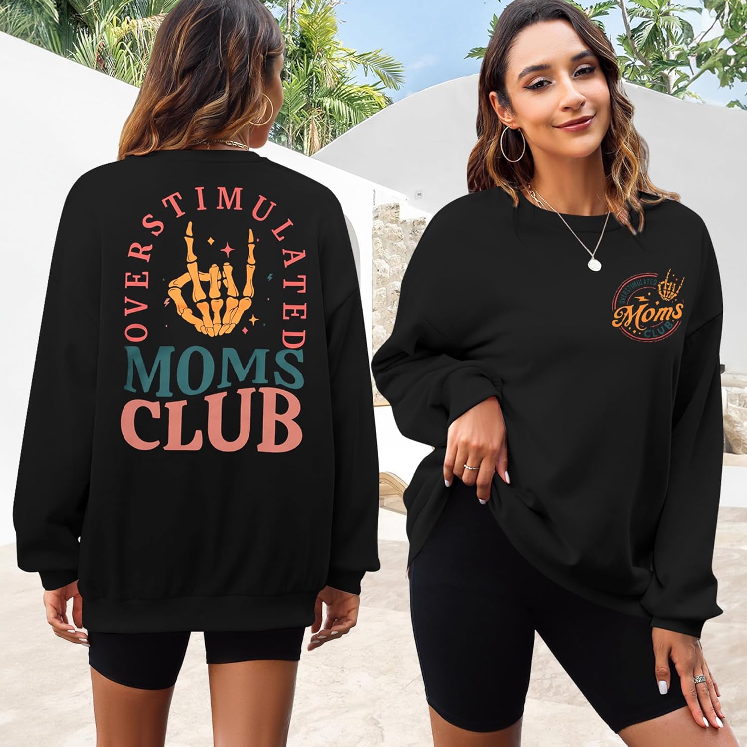 Overstimulated Moms Club Crewneck Sweatshirt for Women - Image 4