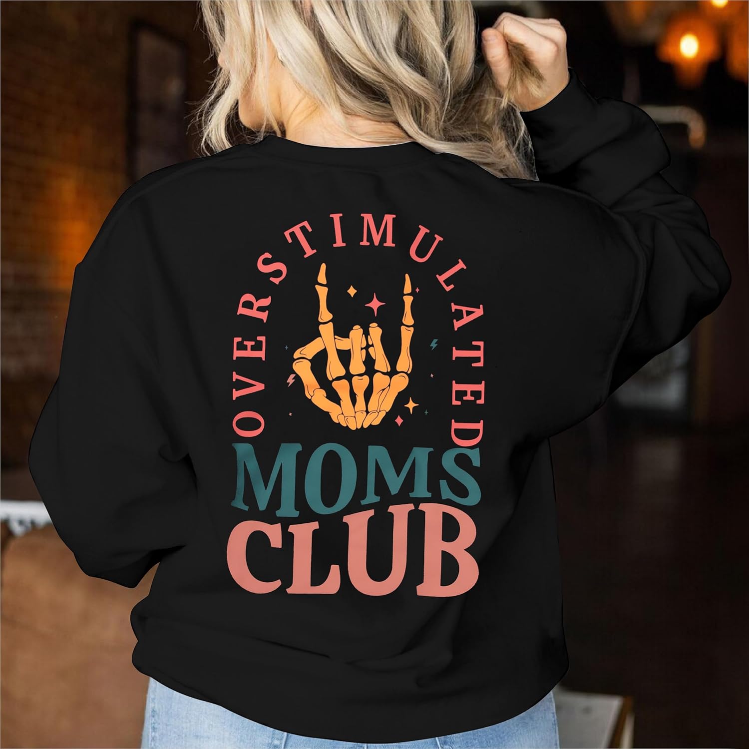 Overstimulated Moms Club Crewneck Sweatshirt for Women - Image 3