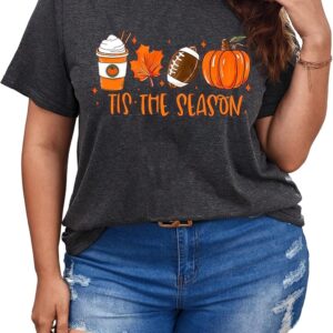 Tis The Season Fall Graphic Crew Neck T-Shirt for Women
